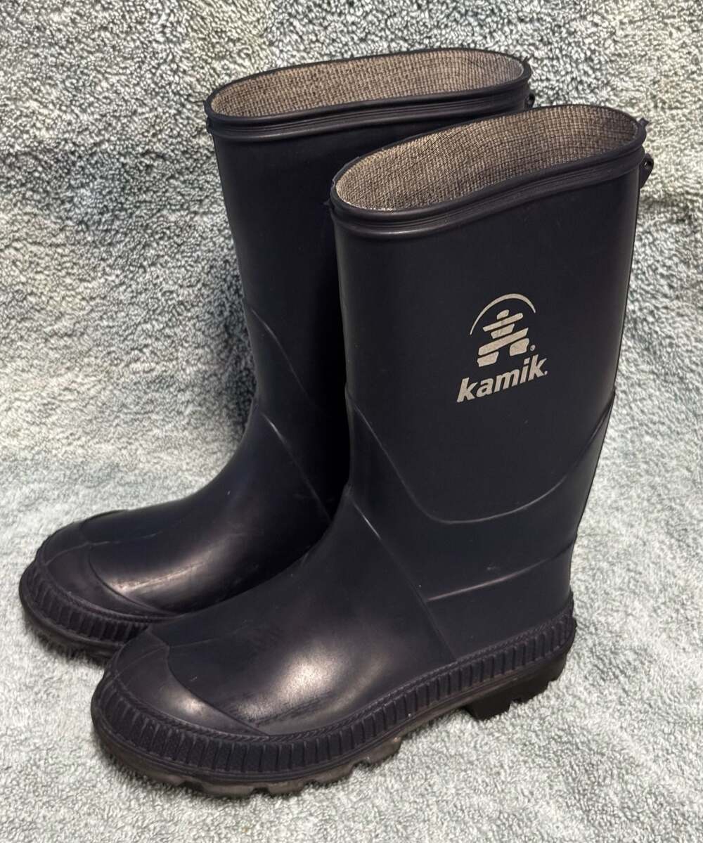 Kamik Kids Stomp Waterproof Rain Boots Navy Blue